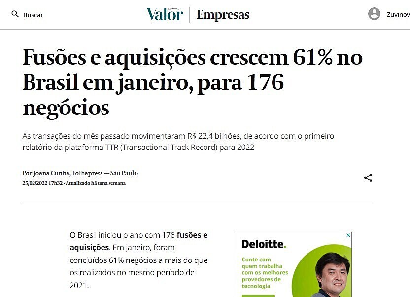 Fuses e aquisies crescem 61% no Brasil em janeiro, para 176 negcios.